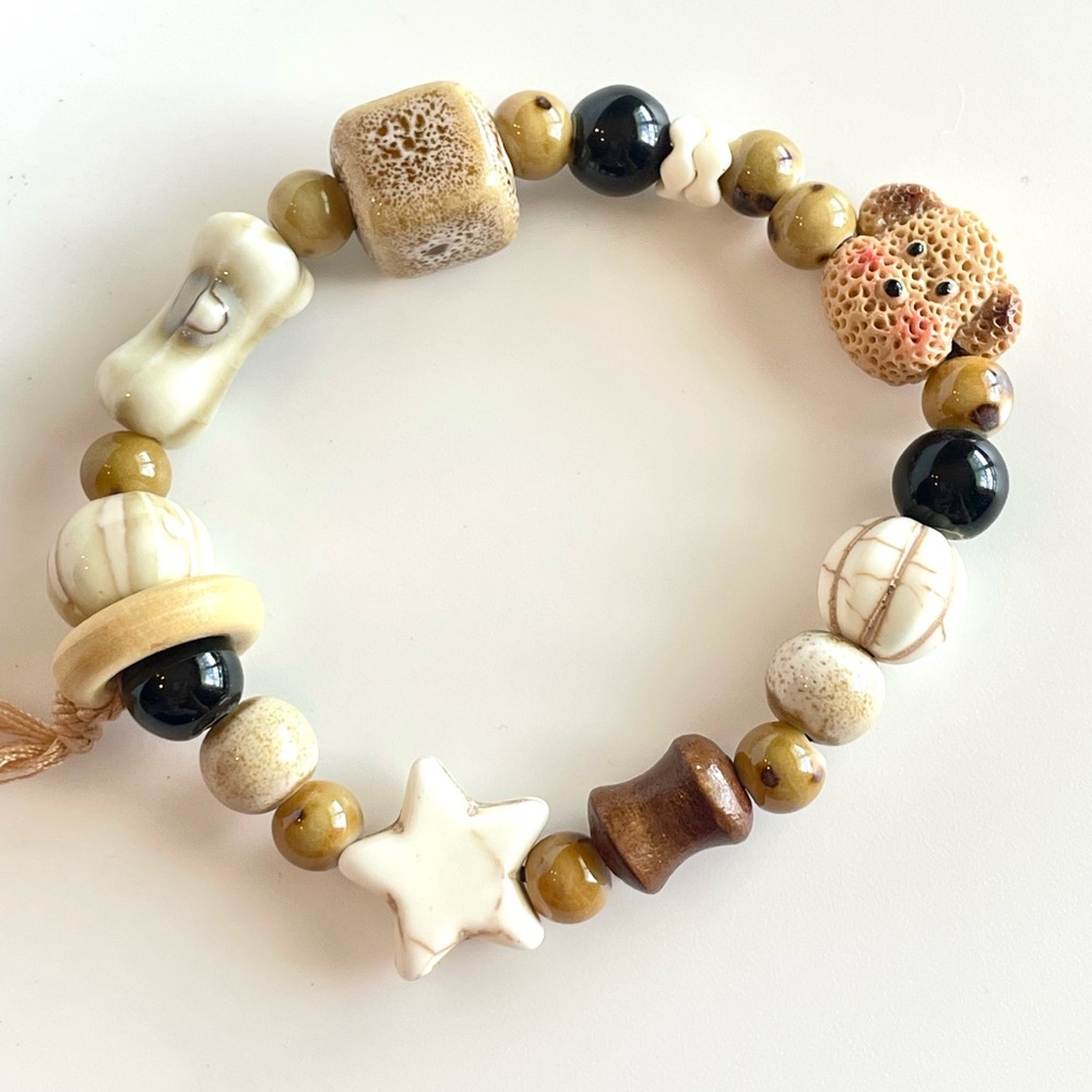 Charming Kids Bracelet with Dog and Star Beads